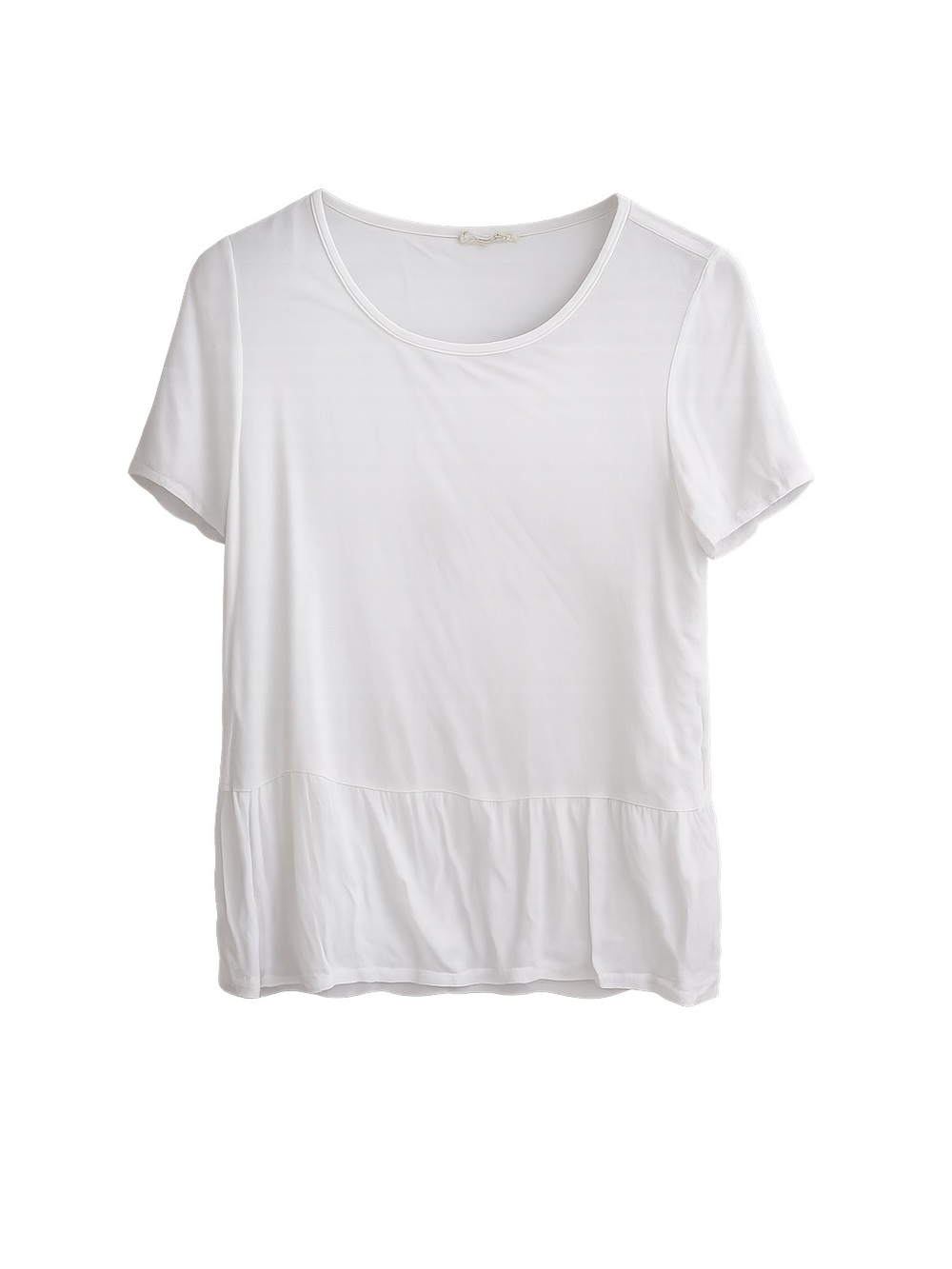 Naif White Short Sleeve Ruffle Hem Peplum Top Size S Linen blend